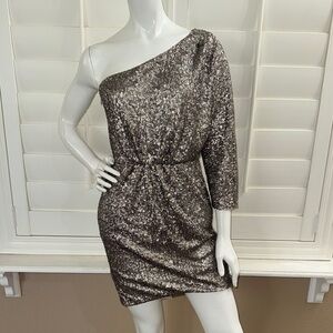Trina Turk One Shoulder Sequin Mini Dress